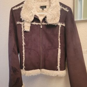 Bebe suede feel fleece lined jacket